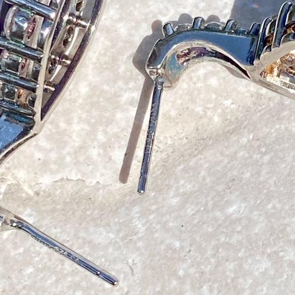 Amethyst .925 Sterling Silver earrings surrounded with white Cz - Picture 6 of 9